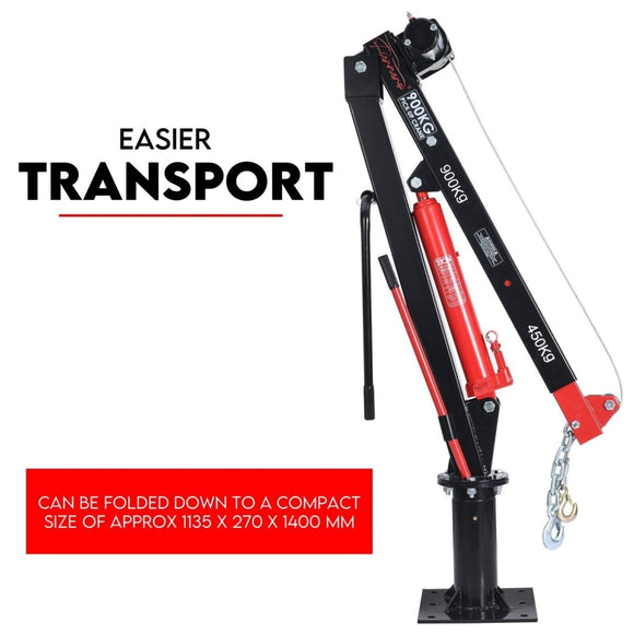 900kg Swivel Hydraulic Crane Hoist 12V Electric Jack - RnR Galore