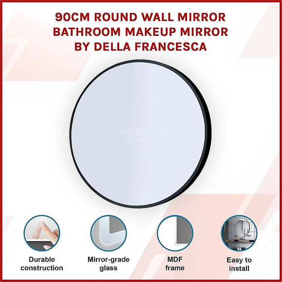 90cm Round Wall Mirror Bathroom Makeup Mirror by Della Francesca - RnR Galore
