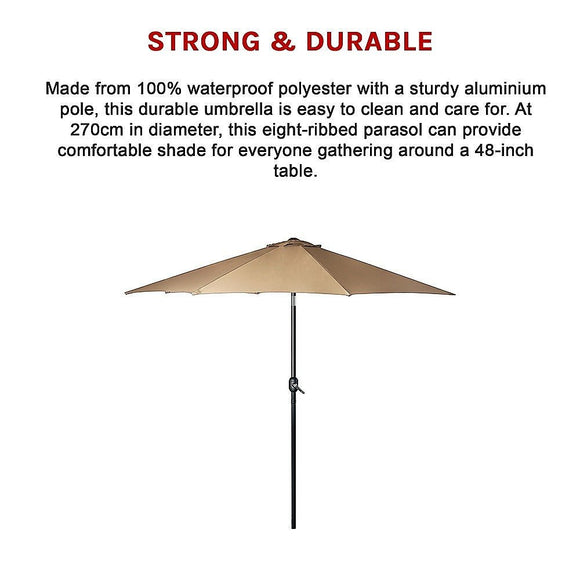 9FT Patio Umbrella Outdoor Garden Table Umbrella with 8 Sturdy Ribs - RnR Galore