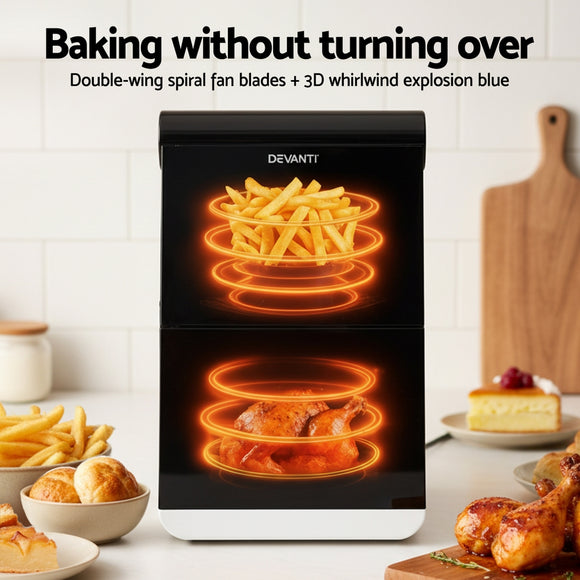 Devanti Air Fryer Oven 11L Dual Zone Fryers