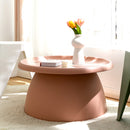 Artiss Coffee Table Round 71CM Plastic Pink-5