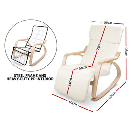 Artiss Rocking Armchair Footrest Nursing Beige Afton - 0