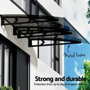 Instahut Window Door Awning Canopy 1mx2m Grey Solid Sheet Metal Frame-4