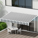 Instahut Retractable Folding Arm Awning Manual Sunshade 4Mx3M Grey White-7