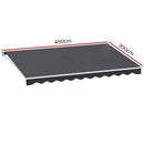 Instahut Retractable Folding Arm Awning Manual Sunshade 4.5Mx3M Grey-2