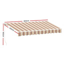 Instahut Retractable Folding Arm Awning Motorised Sunshade 3Mx2.5M Beige Brown-2