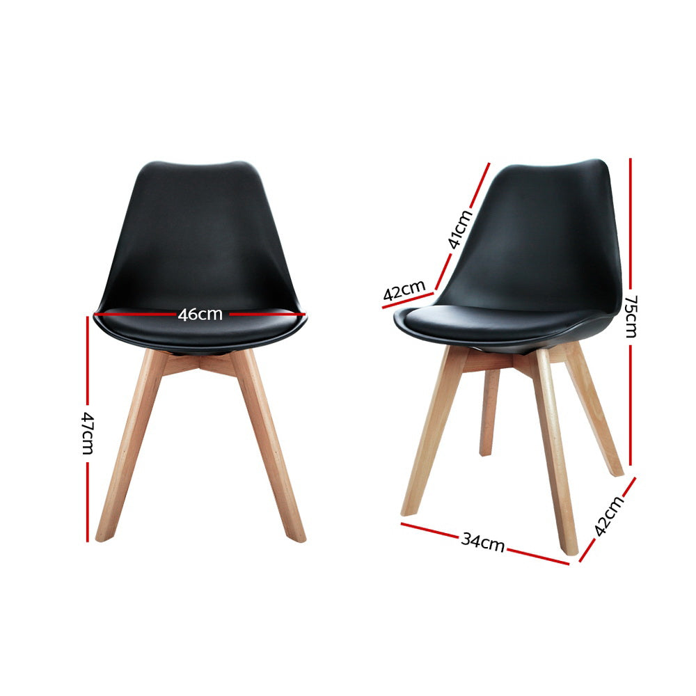 Artiss Dining Chairs Set of 4 Leather Plastic DSW Replica Wooden Black - 0