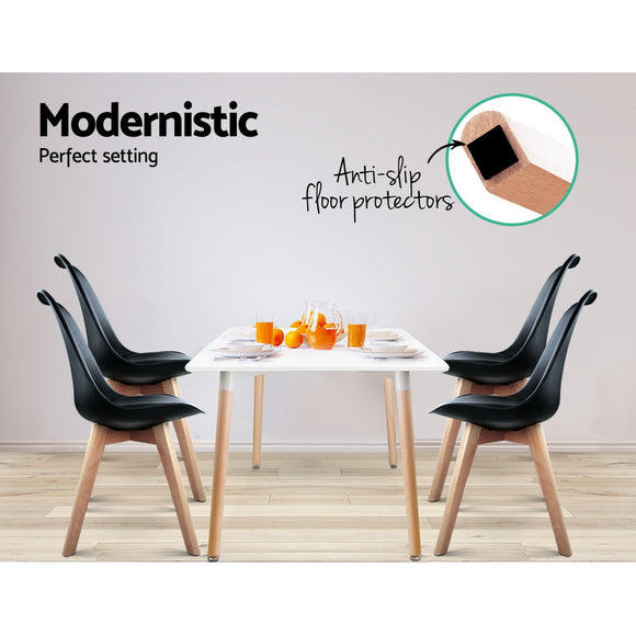 Artiss Dining Chairs Set of 4 Leather Plastic DSW Replica Wooden Black