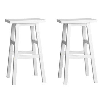 Artiss Bar Stools Kitchen Counter Stools Wooden Chairs White x2