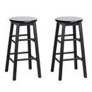 Artiss 2x Bar Stools Round Chairs Wooden Black-2