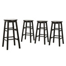 Artiss 4x Bar Stools Round Chairs Wooden Black-3