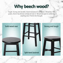 Artiss 4x Bar Stools Round Chairs Wooden Black-4