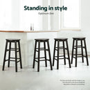Artiss 4x Bar Stools Round Chairs Wooden Black-5