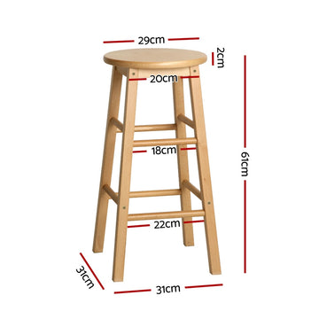 Artiss 4x Bar Stools Round Chairs Wooden Nature - 0