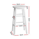 Artiss 2x Bar Stools Round Chairs Wooden White-4