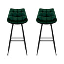 Artiss 2x Bar Stools Velvet Chairs Green-5