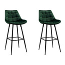 Artiss 2x Bar Stools Velvet Chairs Green-13
