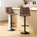 Artiss 2x Bar Stools Vintage Swivel Gas Lift Brown-2