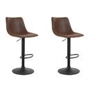 Artiss 2x Bar Stools Vintage Swivel Gas Lift Brown-14