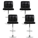 Artiss 4x Bar Stools Leather Gas Lift Black-6