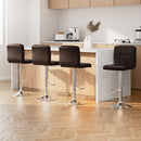 Artiss 4x Bar Stools Leather Gas Lift Brown-15
