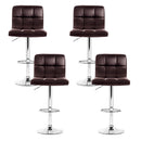 Artiss 4x Bar Stools Leather Gas Lift Brown-3