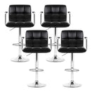 Artiss 4x Bar Stools Leather Gas Lift w/Armrest Black-5