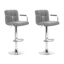 Artiss 2x Bar Stools Fabric Gas Lift w/Armrest Grey-14