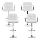 Artiss 4x Bar Stools Leather Gas Lift w/Armrest White-5