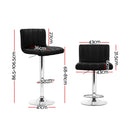 Artiss 2x Bar Stools Gas Lift Leather Chairs Black-4