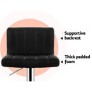 Artiss 2x Bar Stools Gas Lift Leather Chairs Black-8