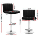 Artiss 4x Bar Stools Gas Lift Leather Black-3