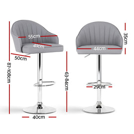 Artiss 4x Bar Stools Kitchen Swivel Gas Lift Counter Chair Shell Leather Grey - 0