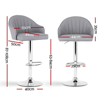 Artiss 4x Bar Stools Kitchen Swivel Gas Lift Counter Chair Shell Leather Grey - 0