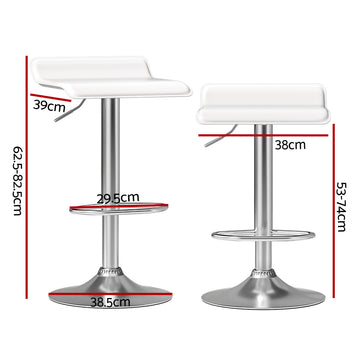 Artiss 2x Bar Stools Faux Leather Chair White - 0