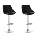 Artiss 2x Bar Stools Leather Padded Gas Lift Stool Black-1