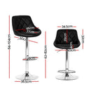 Artiss 4x Bar Stools Leather Padded Gas Lift Black-2
