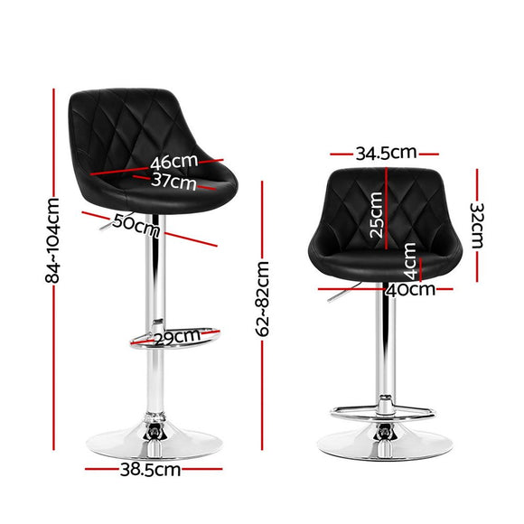 Artiss 4x Bar Stools Leather Padded Gas Lift Black