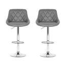 Artiss 2x Bar Stools Leather Padded Gas Lift Grey-3