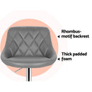 Artiss 2x Bar Stools Leather Padded Gas Lift Grey-5