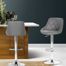 Artiss 2x Bar Stools Leather Padded Gas Lift Grey-14