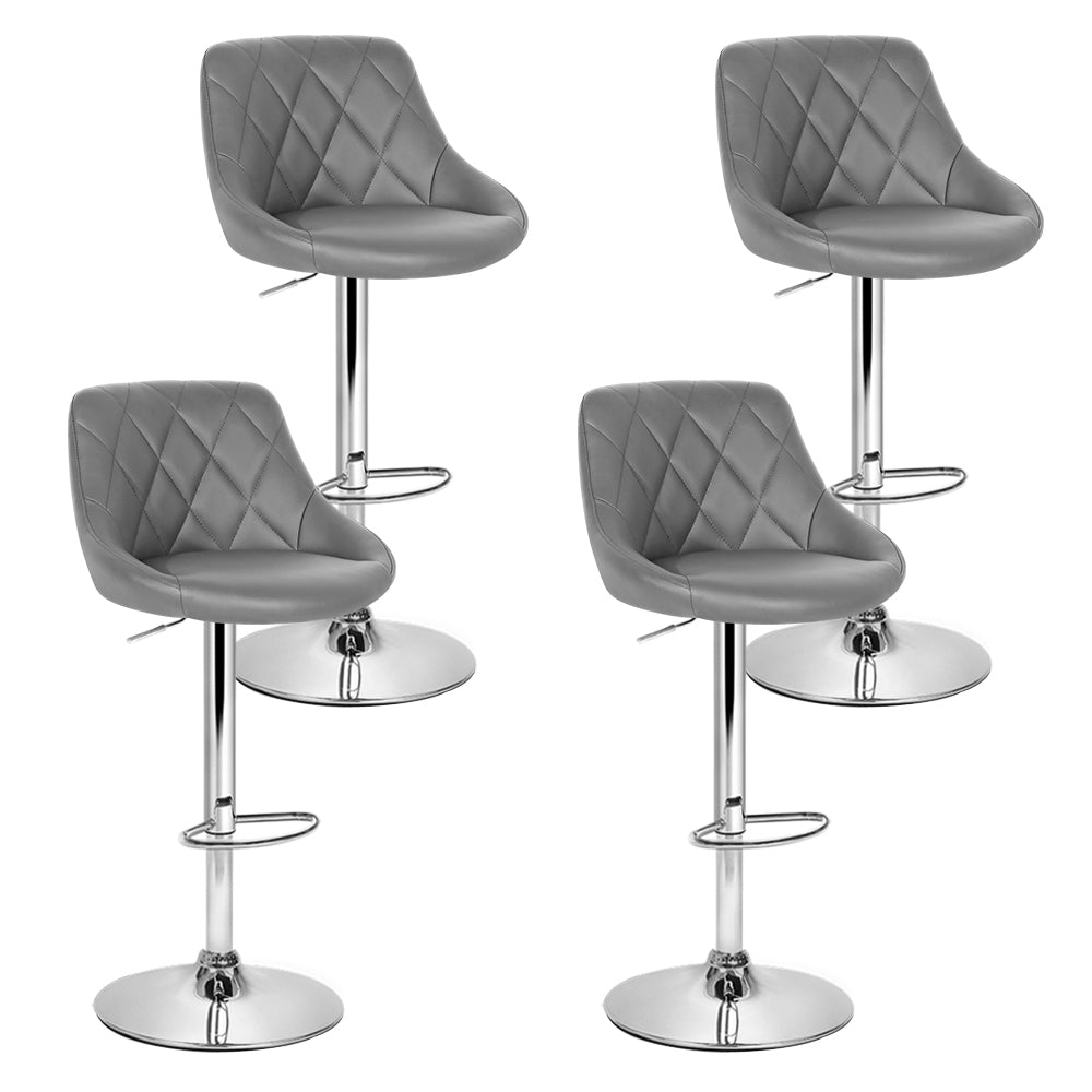 Artiss 4x Bar Stools Leather Padded Gas Lift Grey - 0