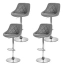 Artiss 4x Bar Stools Leather Padded Gas Lift Grey-6