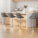 Artiss 4x Bar Stools Leather Padded Gas Lift Grey-14