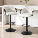Artiss Bar Stool x2 Kitchen Dining Chair Counter Gaslift Woven Velvet Ivory-7