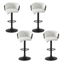 Artiss Bar Stool x4 Kitchen Dining Chair Counter Gaslift Woven Velvet Ivory-3