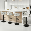 Artiss Bar Stool x4 Kitchen Dining Chair Counter Gaslift Woven Velvet Ivory-7