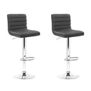 Artiss 2x Bar Stools Padded Leather Gas Lift Grey-1