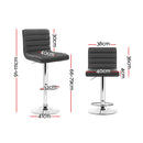 Artiss 2x Bar Stools Padded Leather Gas Lift Grey-4
