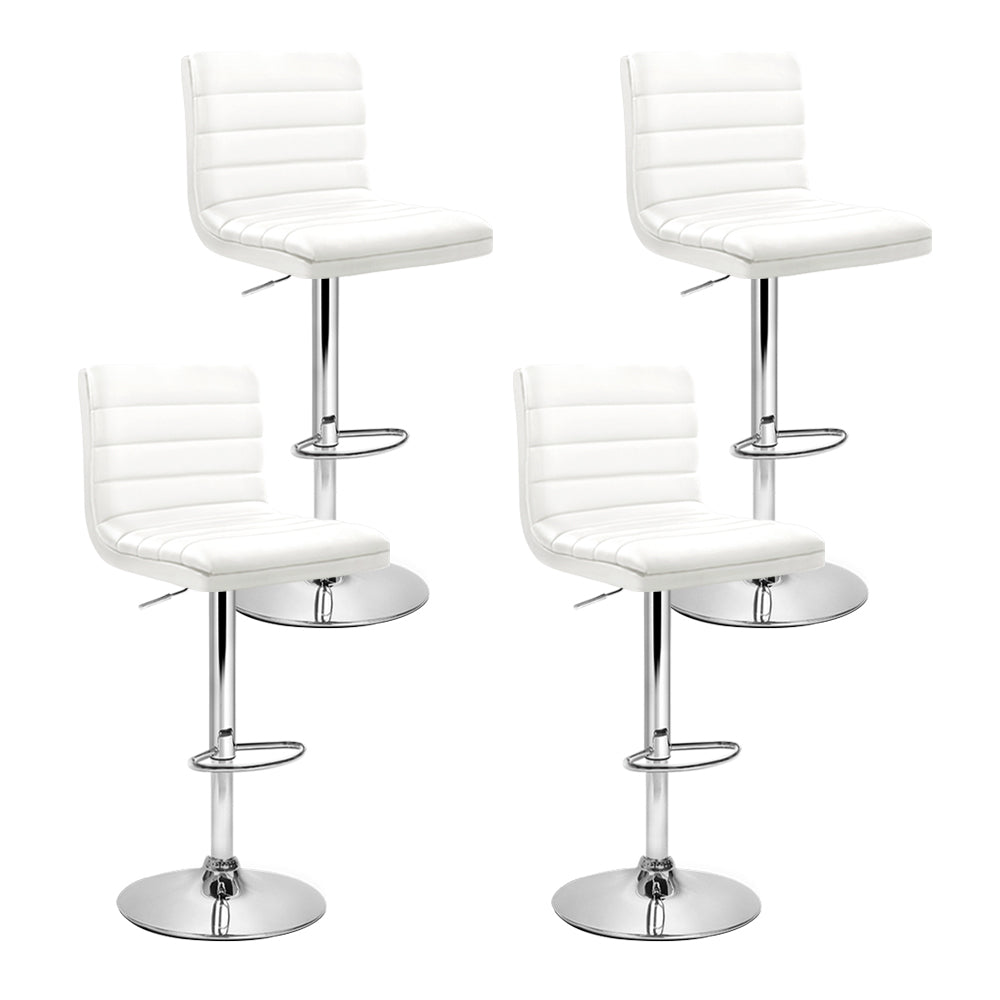 Artiss 4x Bar Stools Padded Leather Gas Lift White - 0